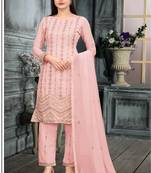 Cream georgette salwar suit with dupatta