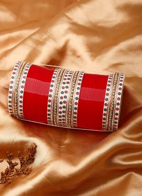 White Gold Plated Diamond Studded Alloy Wedding Chuda Set 3