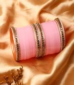 set of 24 kundan pink chudas for weddings