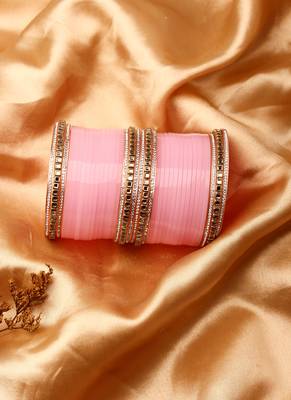 set of 24 kundan pink chudas for weddings 3
