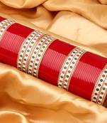 Women Set of 48 Maroon & Gold-Plated Bridal Chuda Bangles