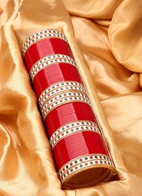 Women Set of 48 Maroon & Gold-Plated Bridal Chuda Bangles 2