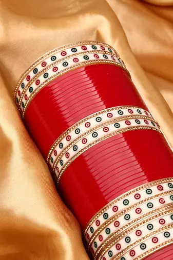 Women Set of 48 Maroon & Gold-Plated Bridal Chuda Bangles