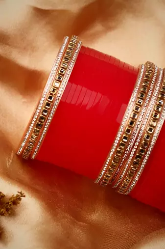 Set of 24 stone studded bridal chudas