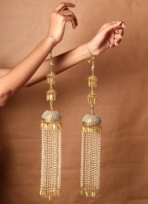 Classiques White Gold Plated Pearl Feathery Kaleeras for Weddings (Set of 2) 1