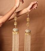 Classiques White Gold Plated Pearl Feathery Kaleeras for Weddings (Set of 2)