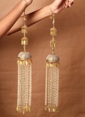 Classiques White Gold Plated Pearl Feathery Kaleeras for Weddings (Set of 2) 2