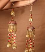 Set of 2 gold-plated layered kaleeras with red beads