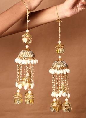 Set Of 2 Gold-Plated & Sea Shell Beaded Kaleera 2
