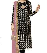 Black&pink embrodery georgette semi stitched anarkali salwar kameez
