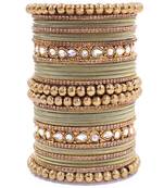 Mint Green Brass Stone Encrusted Bangles Set