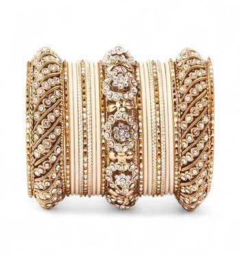 Solid Colored Beige Bangle Set For Two Hands By Leshya 1
