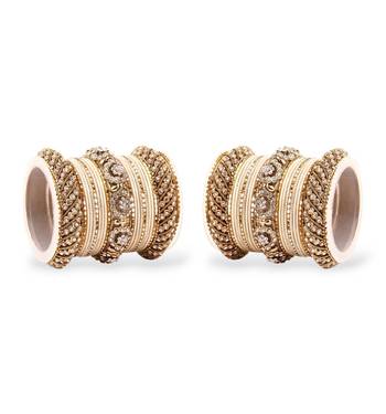 Solid Colored Beige Bangle Set For Two Hands By Leshya 2