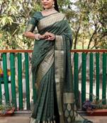 Green Amrapali silk bland Patola design zari border saree with Blouse