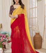 Vedant Vastram Women'S Red Color Ruffle Saree (Apple-Red)