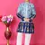 printed blue dupion silk kurta and cotton pajama set for boys