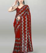 Red Georgette Sequence Party Wear Saree