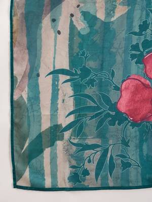 women teal rayon blend floral printed straight kurta trouser with dupatta 5
