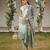 women green rayon blend abstract printed straight kurta trouser with dupatta