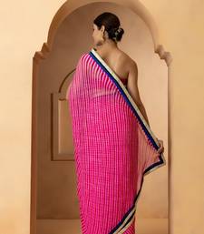 Pink & Blue Leheriya Gotta Patti Pure Georgette Leheriya Saree