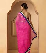Pink & Blue Leheriya Gotta Patti Pure Georgette Leheriya Saree