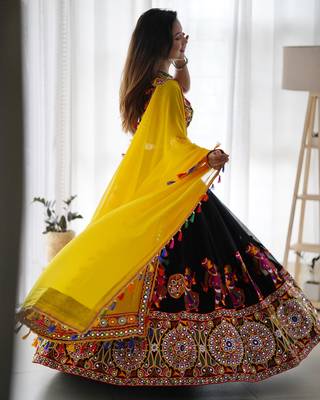Latest Black Faux Georgette Thread Embroidered Chaniya Choli 5