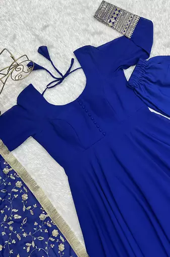  georgette anarkali gown duppta full set with pent ready to wear*