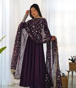  georgette anarkali gown duppta full set with pent ready to wear*