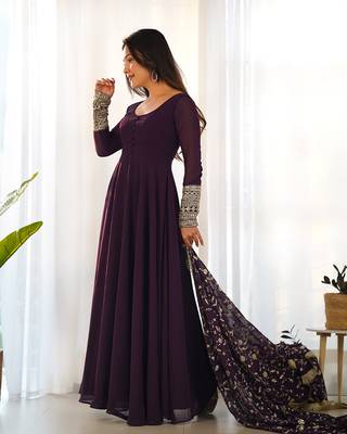  georgette anarkali gown duppta full set with pent ready to wear* 3