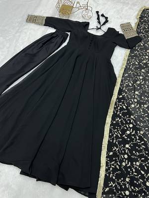  georgette anarkali gown duppta full set with pent ready to wear* 3