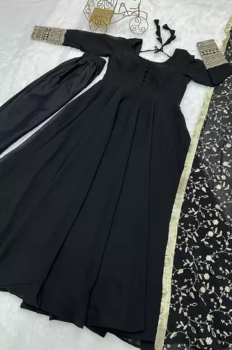  georgette anarkali gown duppta full set with pent ready to wear*