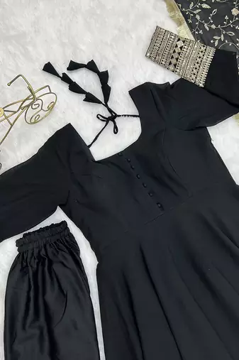  georgette anarkali gown duppta full set with pent ready to wear*
