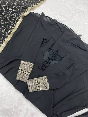  georgette anarkali gown duppta full set with pent ready to wear* 5