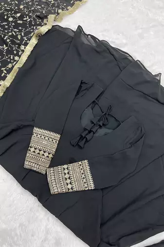  georgette anarkali gown duppta full set with pent ready to wear*