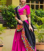 RANI PINK COLOR PURE COTTON SPECIAL NAVRATRI  SEMI-STITCHED CHANIYA CHOLI 