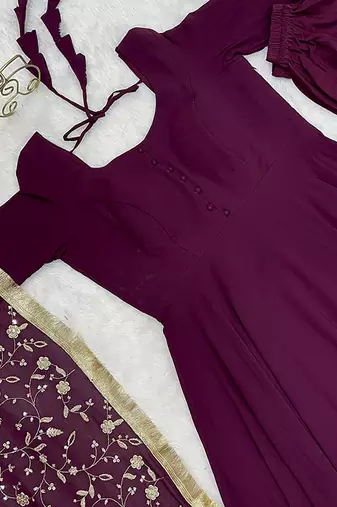  georgette anarkali gown duppta full set with pent ready to wear*