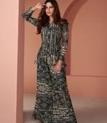 Black Embroidered Georgette Free Size Stitched Anarkali Palazzo Suit (Size Upto 42) Free size full stitched Up To 42" Size