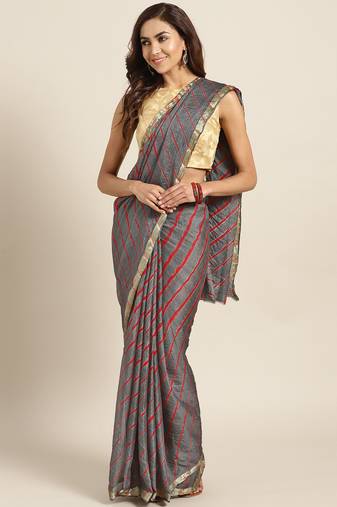 Leheriya Printed Zari Detailed Leheriya Saree