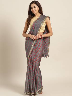 Leheriya Printed Zari Detailed Leheriya Saree 1