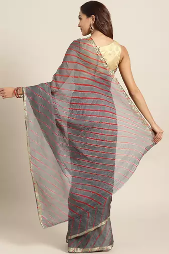 Leheriya Printed Zari Detailed Leheriya Saree