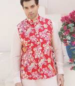 Crimson red men's printed jacket- meerut collection
