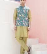 Tropical green men's printed jacket- meerut collection