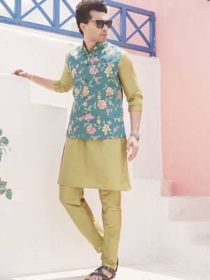 Tropical green men's printed jacket- meerut collection 3