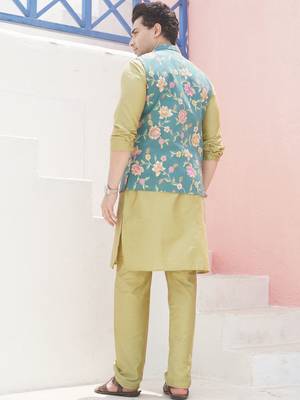 Tropical green men's printed jacket- meerut collection 4