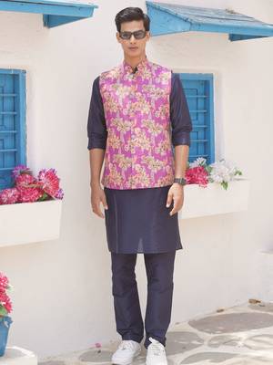 Orchid purple men's printed jacket- meerut collection 1