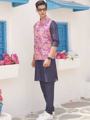 Orchid purple men's printed jacket- meerut collection 2