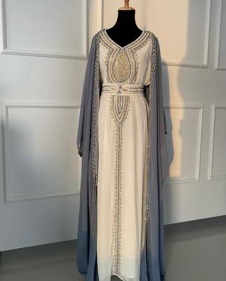 Grey Wedding Zari Embroidered Georgette Stitched Stone Work Wedding Dresses 1
