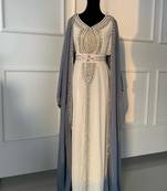 Grey Wedding Zari Embroidered Georgette Stitched Stone Work Wedding Dresses