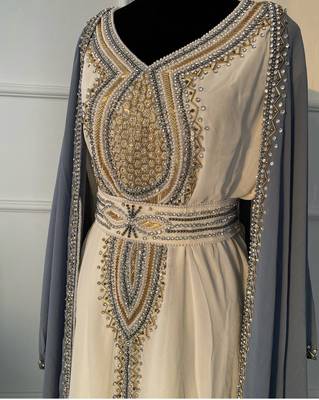 Grey Wedding Zari Embroidered Georgette Stitched Stone Work Wedding Dresses 2