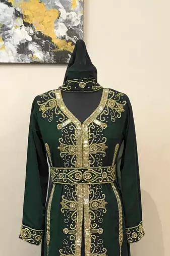 Black color Full Sleeves Handmade Moroccan Kaftan